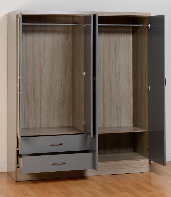 Nevada 4 Door 2 Drawer Mirrored Wardrobe