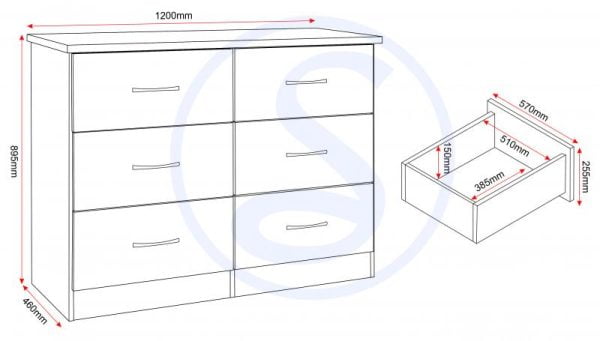 Nevada 6 Drawer Chest