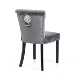 Sandringham Lion Back Brushed Velvet Grey Dining Chair