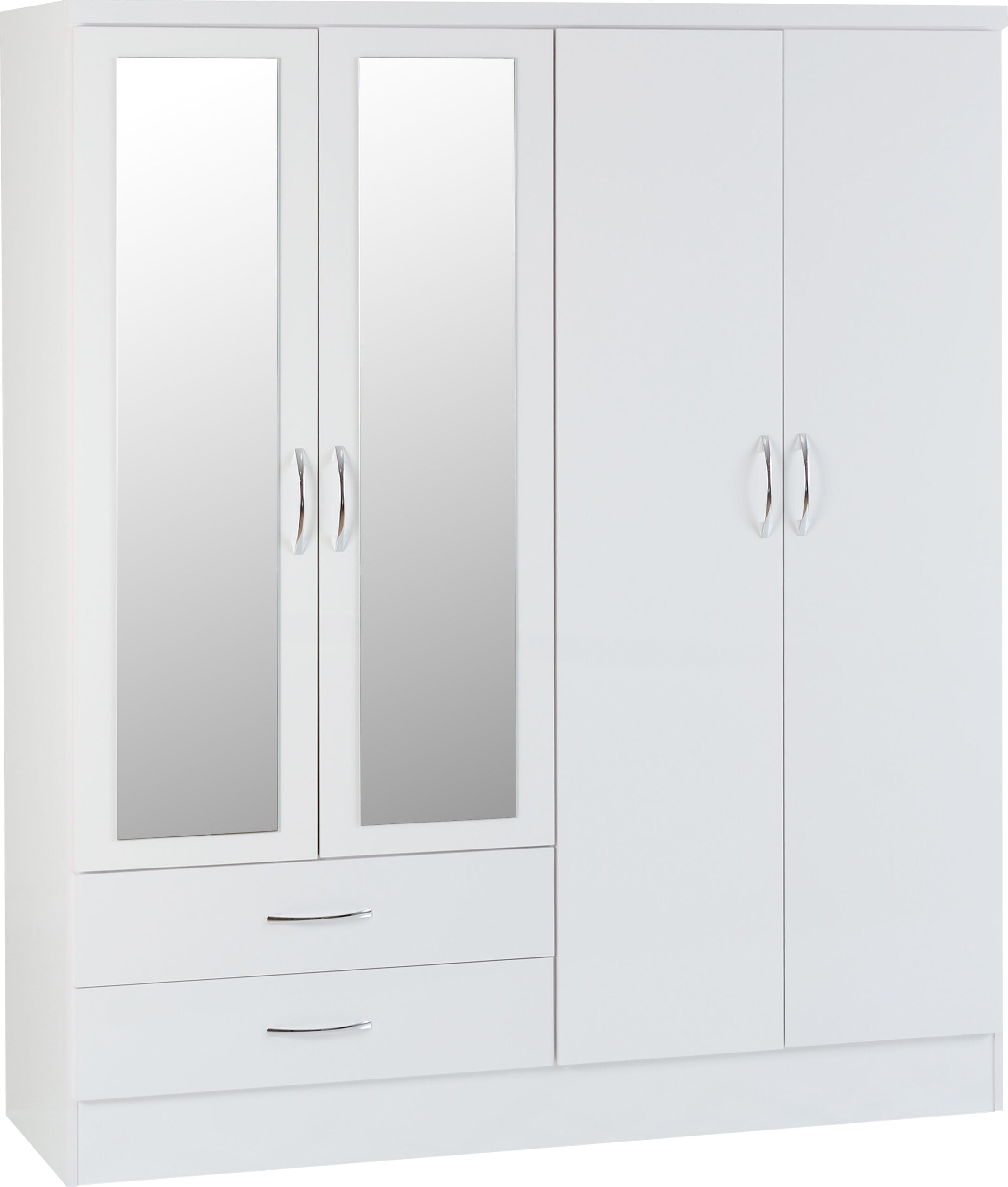 Nevada 4 Door 2 Drawer Mirrored Wardrobe