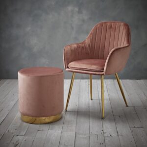 LARA DINING CHAIR VINTAGE PINK WITH GOLD LEGS (PACK OF 2)