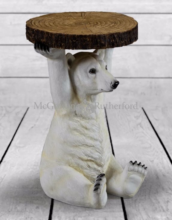 Polar Bear Holding "Trunk Slice" Side Table