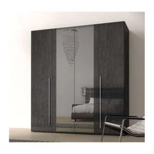 Sarah 4 door mirrored wardrobe grey birch