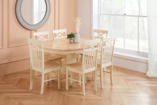 Chatsworth Round Extending Dining Table With 6 Chairs