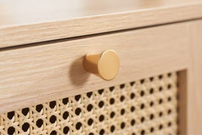 CROXLEY 2 DRAWER RATTAN BEDSIDE (Oak) - Image 4