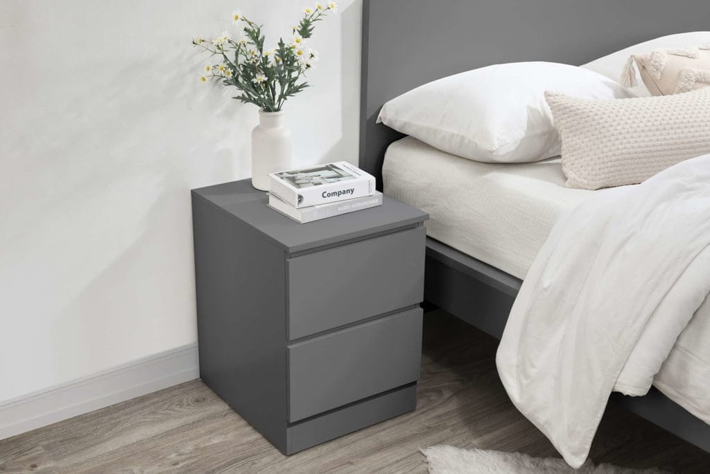 OSLO 2 DRAWER BEDSIDE GREY - Image 3