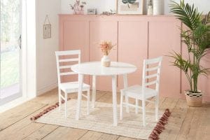 PICKWORTH DINING SET WITH 2X UPTON CHAIRS WHITE