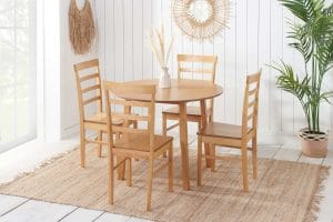 PICKWORTH DINING SET WITH 4X UPTON CHAIRS OAK