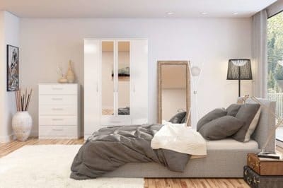 Lynx 2 Door Sliding Wardrobe With Mirror White - Image 4