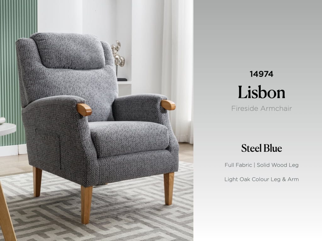Lisbon Fireside Armchair Steel Blue