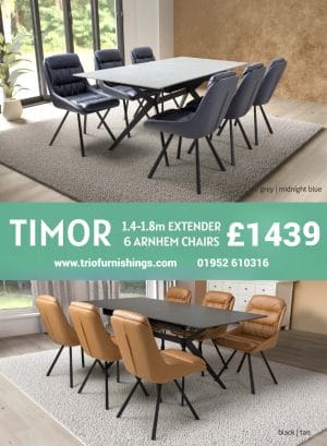 Timor 1.4m Extending Grey & 4 Dining Chair Set