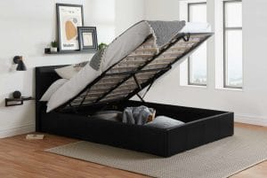 Caspian 4ft6 double ottoman bed frame (black faux leather)