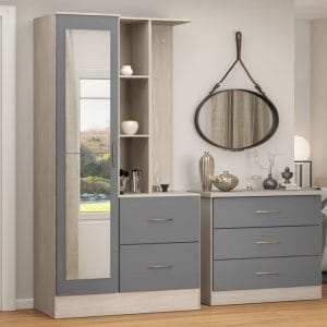 Nevada Mirrored Open Shelf Wardrobe