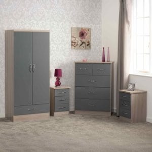 Nevada 2 Door 1 Drawer Wardrobe Bedroom Set