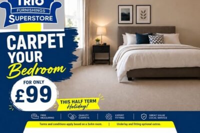 🛏️ Carpet Your Bedroom From Only £99 at Trio Furnishings! 🏡